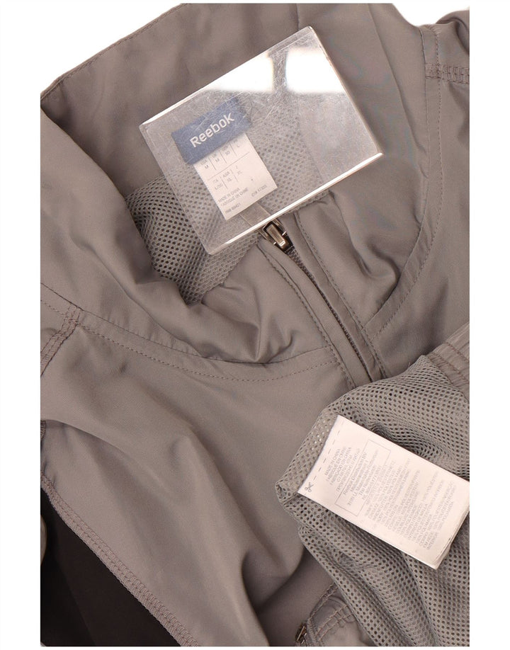 Reebok Herren-Trainingsanzug-Top-Jacke aus mittelgrauem Colourblock-Polyester