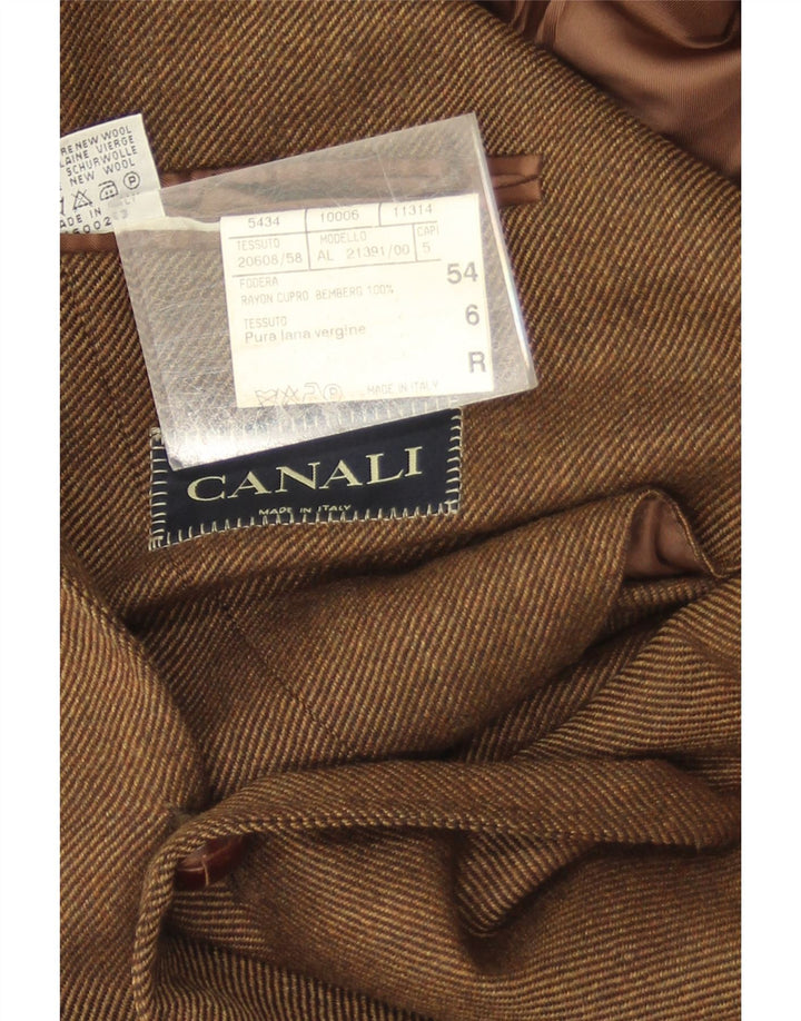 Canali Herren 3-Knopf-Blazerjacke IT 54 2XL Braune Schurwolle