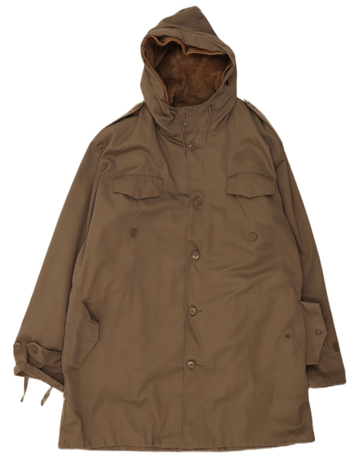 VINTAGE Herren Militär-Parka mit Kapuze IT 54 2XL Khaki Baumwolle