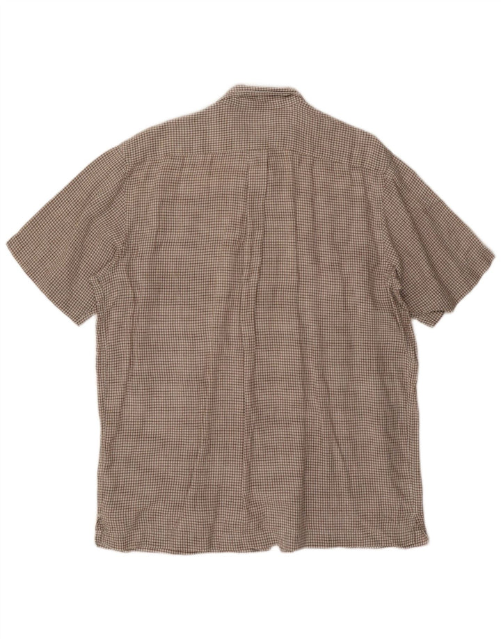 EDDIE BAUER Herren-Kurzarmhemd, groß, braun kariert, Leinen