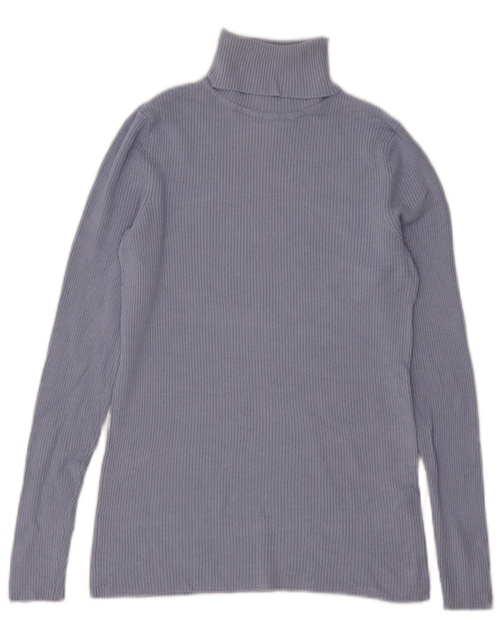 Marks & Spencer Damen Top Langarm UK 10 Small Blaue Viskose