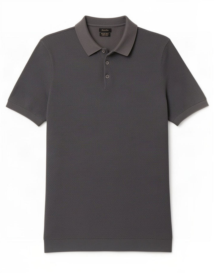 Massimo Dutti Herren-Poloshirt aus mittelgrauer Baumwolle