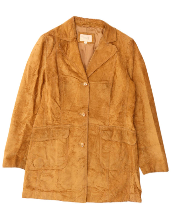 Marks & Spencer Damen Wildledermantel UK 12 Mittelbraunes Leder