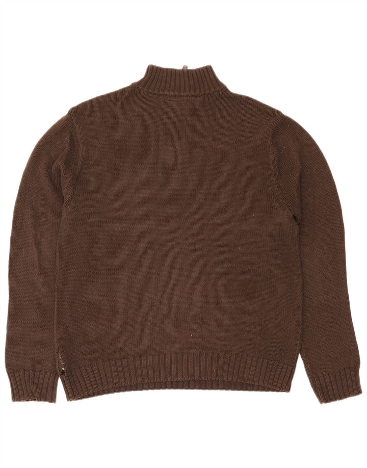 Chaps Herren-Pullover mit Reißverschluss am Hals, mittelbraune Baumwolle