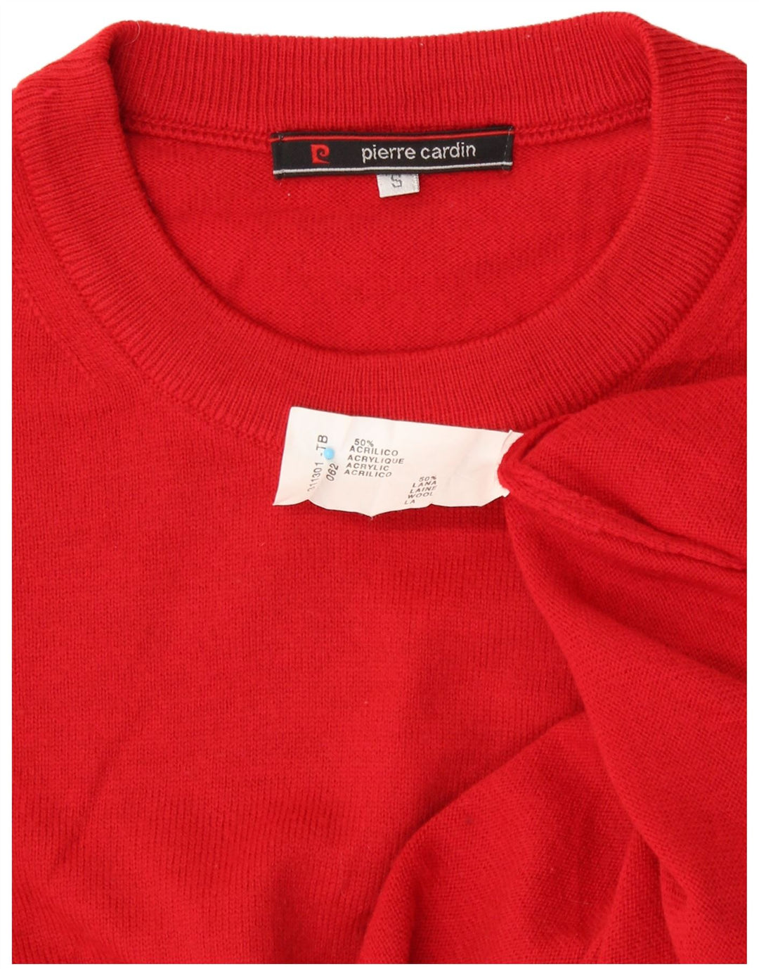 PIERRE CARDIN Mens Crew Neck Jumper Sweater Small Red Acrylic