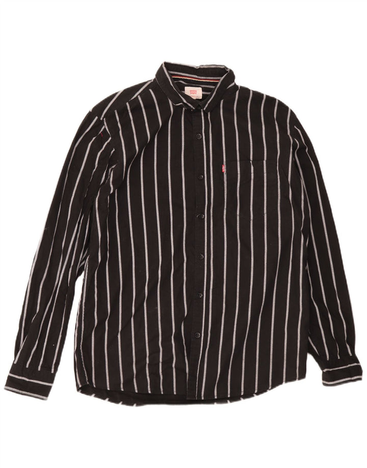 Levi's Herren Slim Fit Hemd 2XL Schwarz gestreift