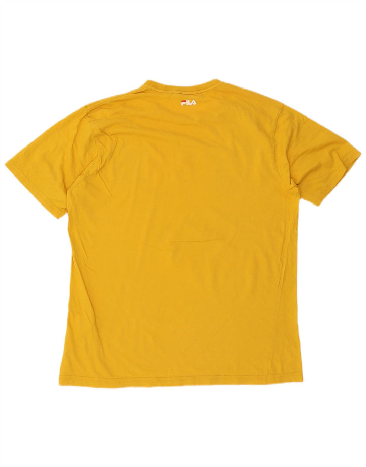 Fila Herren Grafik-T-Shirt-Oberteil, groß, gelbe Baumwolle