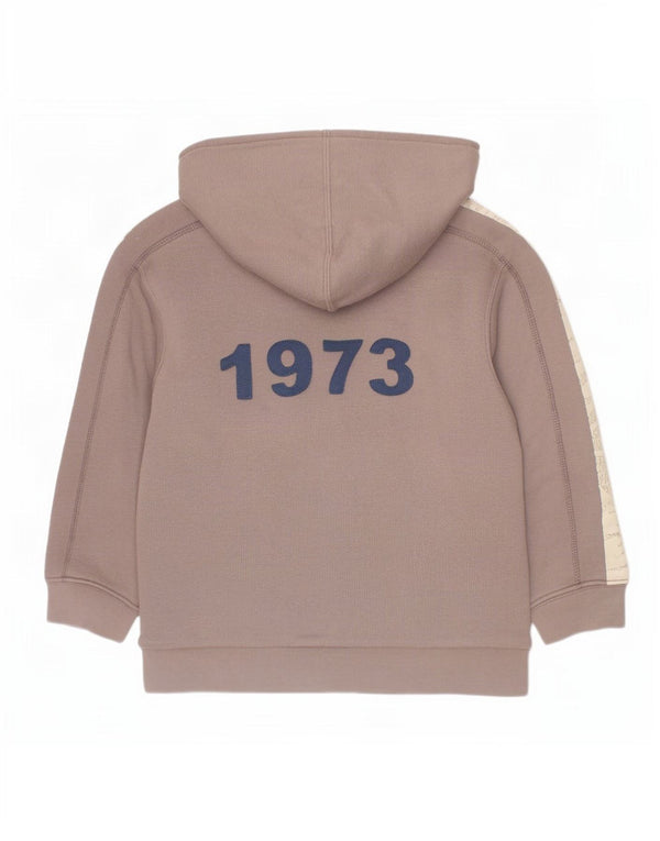 Timberland Jungen-Kapuzenpullover mit grafischem Reißverschluss, 4–5 Jahre, braune Baumwolle