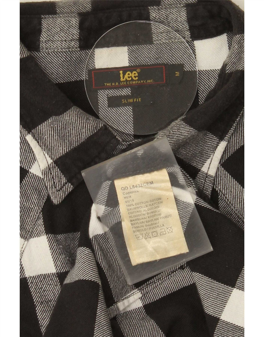 Lee Herren-Flanellhemd mit schmaler Passform, mittelschwarz, kariert, Baumwolle