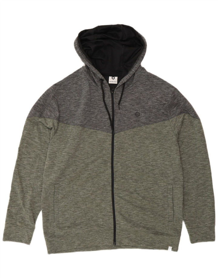 Jack & Jones Herren-Kapuzenpullover mit Reißverschluss, 2XL, grünes Farbblock-Polyester