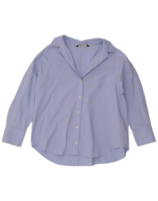 Zara Womens Loose Fit Shirt UK 14 Mittelblaue Baumwolle