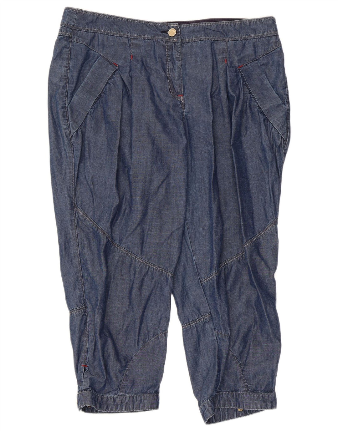 TRUSSARDI Womens Straight Capri Trousers W31 L21 Blue Lyocell