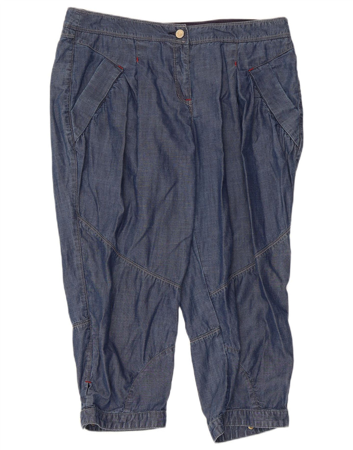 TRUSSARDI Womens Straight Capri Trousers W31 L21 Blue Lyocell