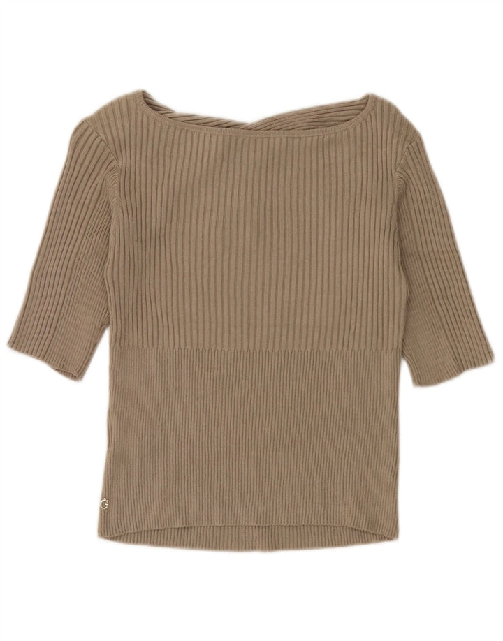 Guess Damen Crop Bluse Top UK 12 Medium Khaki Viskose