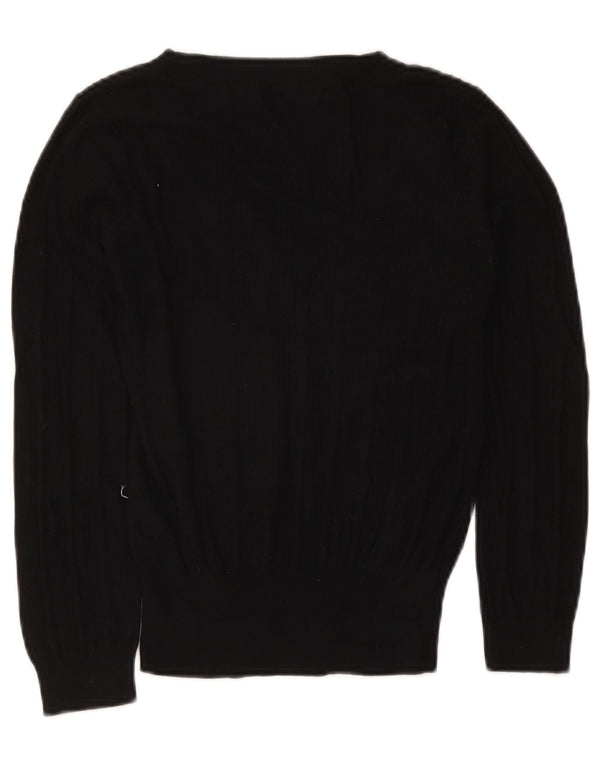Marks & Spencer Damen Crop Pullover mit V-Ausschnitt, UK 12, Mittelschwarz
