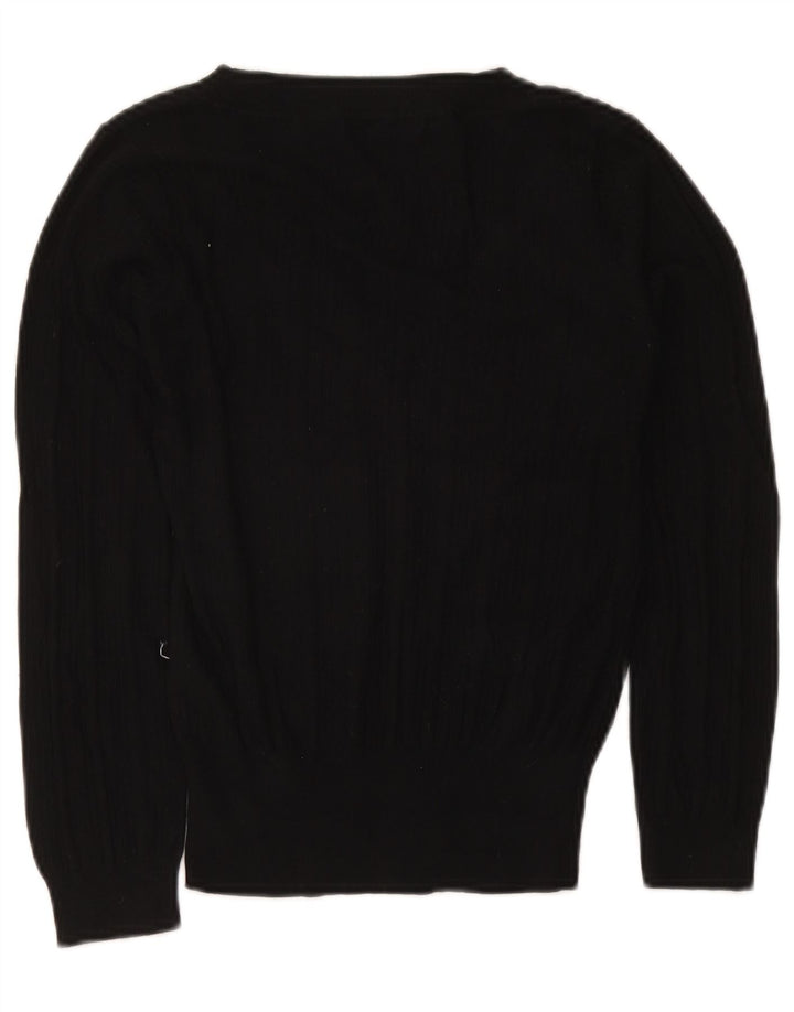 Marks & Spencer Damen Crop Pullover mit V-Ausschnitt, UK 12, Mittelschwarz