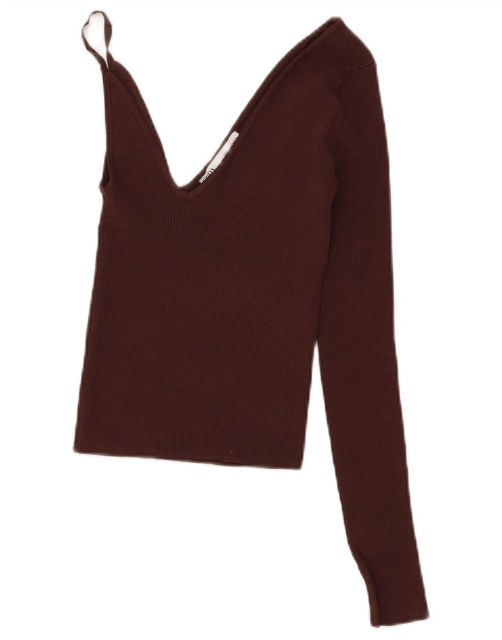 Zara Damen Crop Top UK 8 Small Braune Viskose