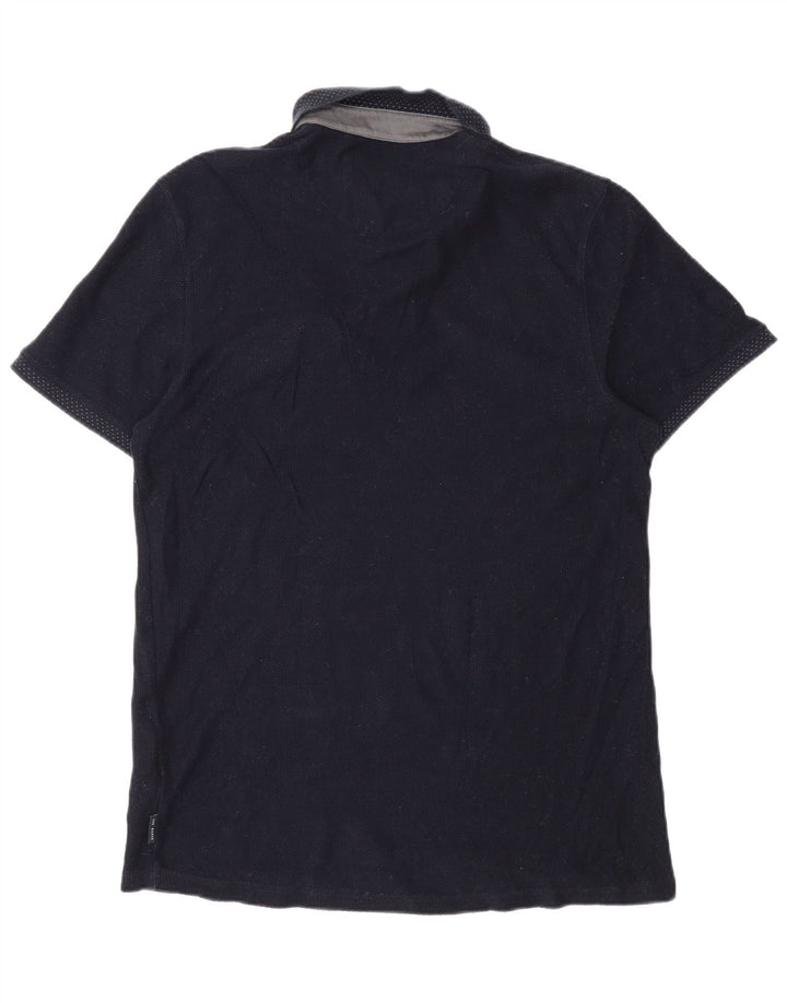Ted Baker Herren-Poloshirt, Größe 4, groß, marineblaue Baumwolle