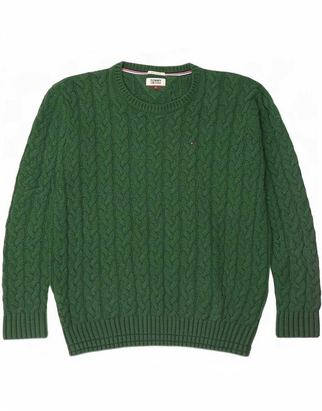 Tommy Hilfiger Herren-Pullover mit normaler Passform und Rundhalsausschnitt in Mittelgrün