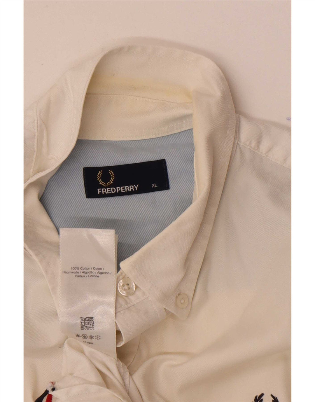 Fred Perry Herren-Kurzarmhemd XL aus weißer Baumwolle