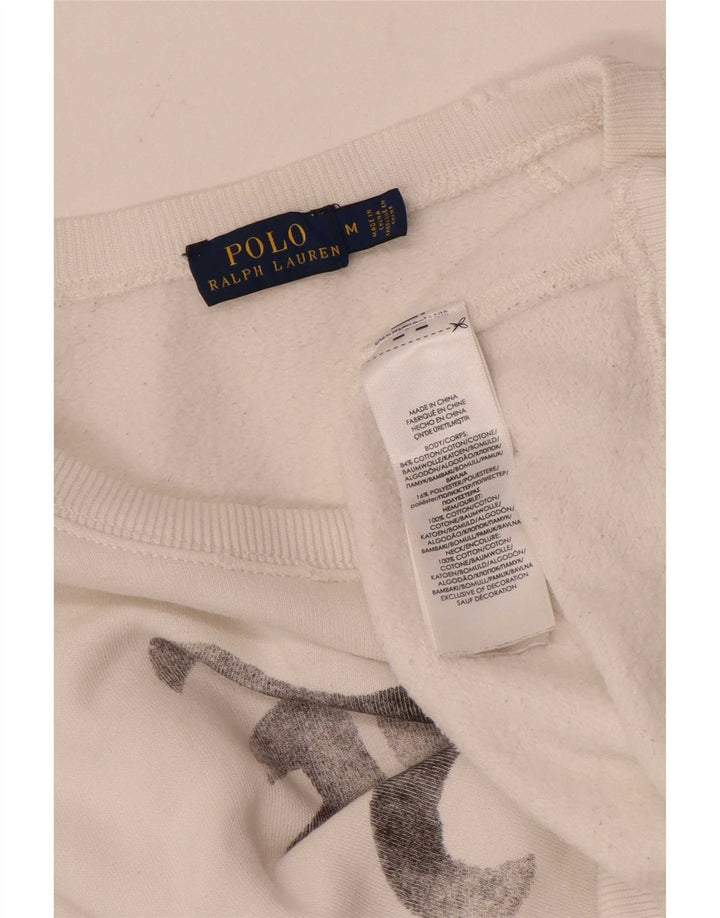 Polo Ralph Lauren Damen Grafik-Sweatshirt-Pullover UK 14 Mittelweiß