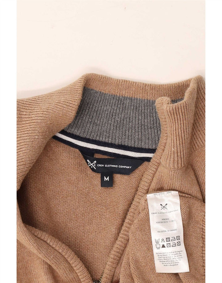Crew Clothing Herren-Pullover mit Reißverschluss am Hals, mittelbraune Baumwolle