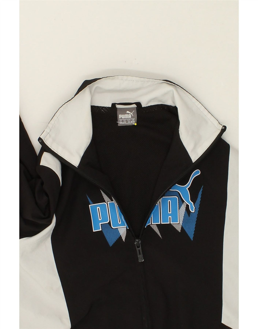 PUMA Boys Graphic Tracksuit Top Jacket 9-10 Years Black Colourblock Vintage Puma and Second-Hand Puma from Messina Hembry 
