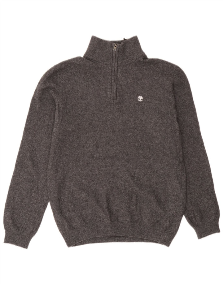 Timberland Herren-Pullover mit Reißverschluss am Hals, große graue Wolle