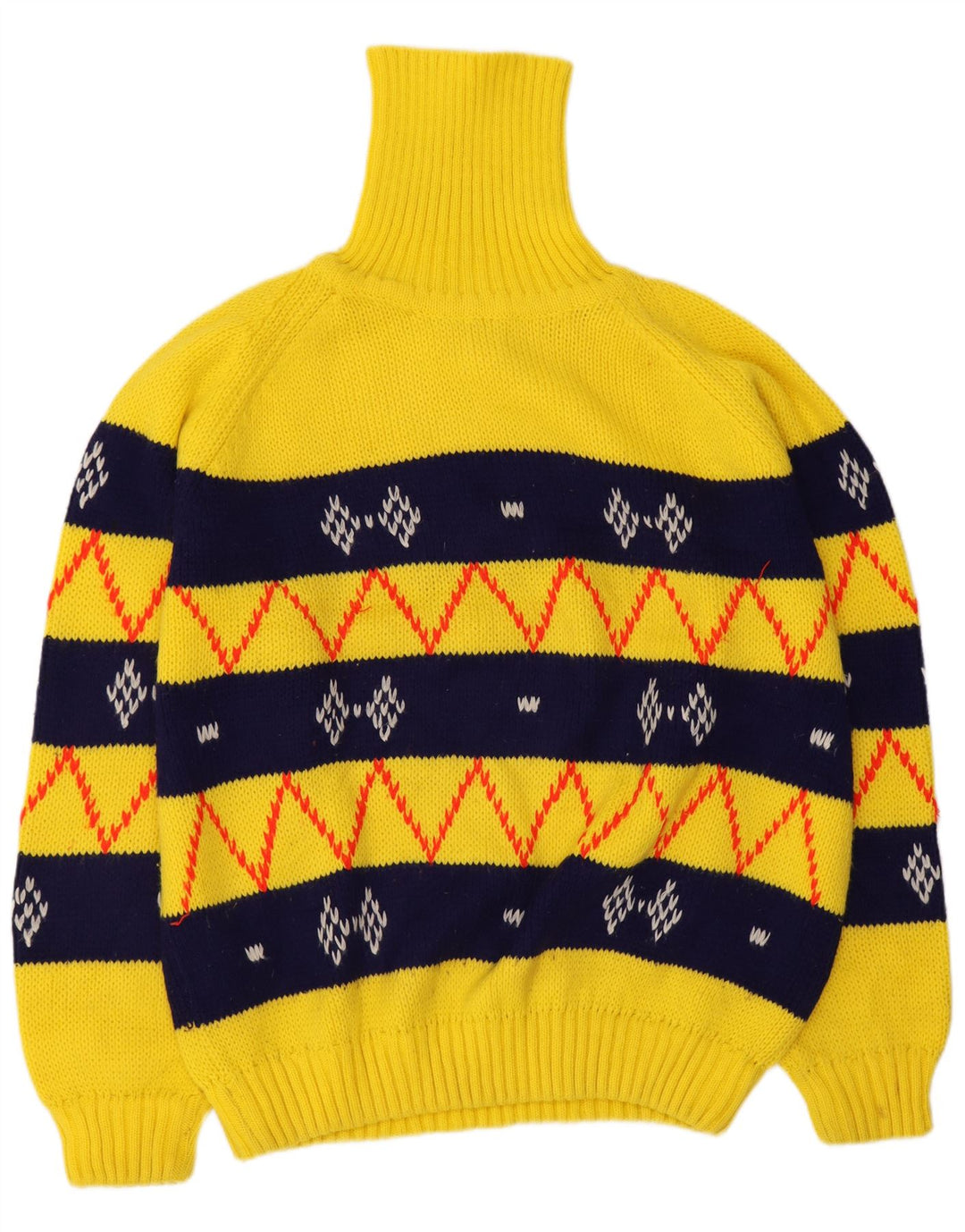Vintage Herren Rollkragenpullover Pullover Groß Gelb Fair Isle