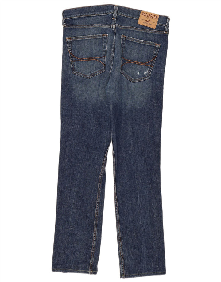 Hollister Herren Distressed Straight Jeans W33 L32 Blau