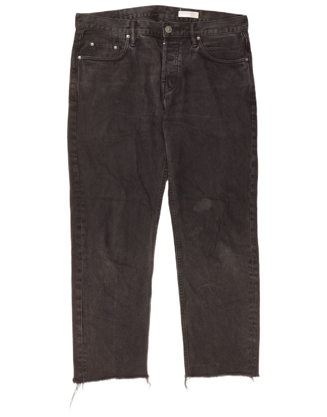 ALL SAINTS Herren Sid Straight Jeans W32 L26 Schwarze Baumwolle