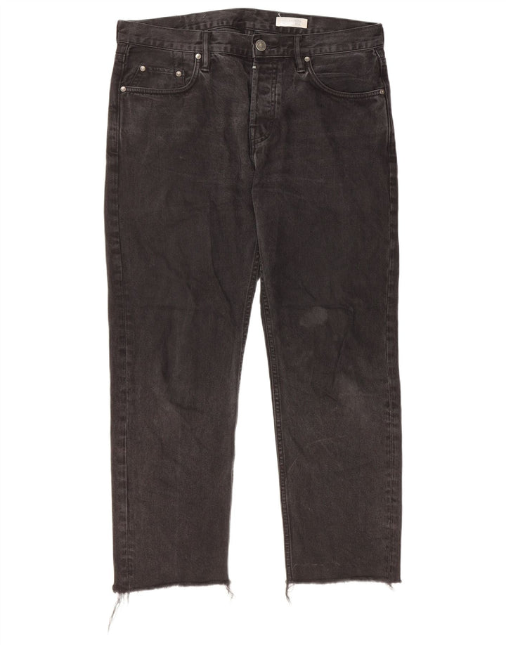 ALL SAINTS Herren Sid Straight Jeans W32 L26 Schwarze Baumwolle