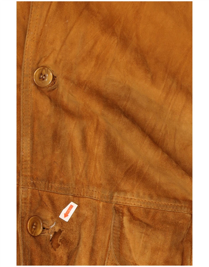 VINTAGE Mens Suede Bomber Jacket UK 40 Large Brown Leather