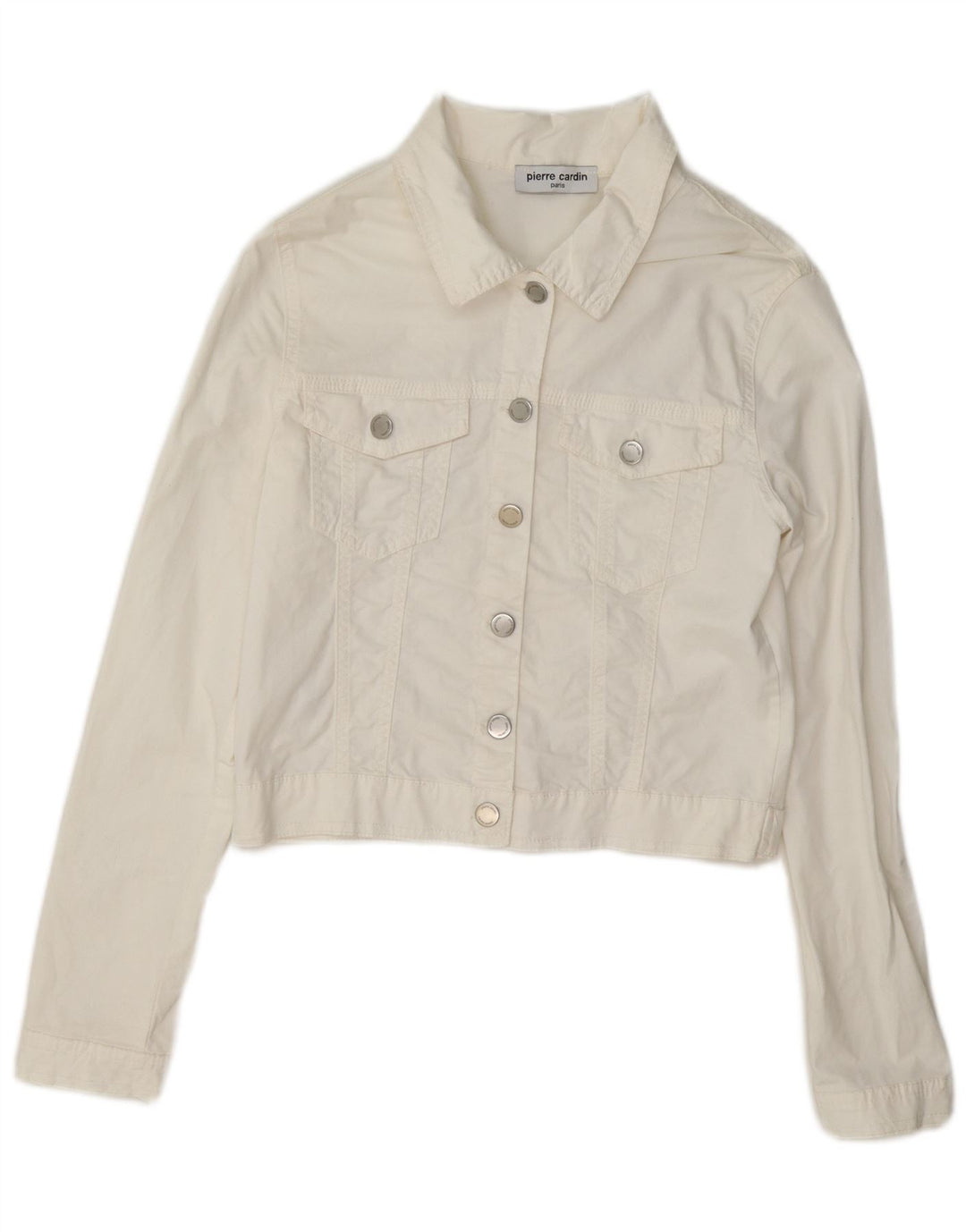 Pierre Cardin Damen Crop Denim Jacke IT 44 Mittelweiße Baumwolle