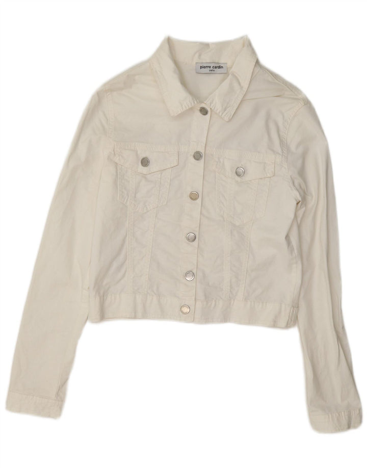 Pierre Cardin Damen Crop Denim Jacke IT 44 Mittelweiße Baumwolle