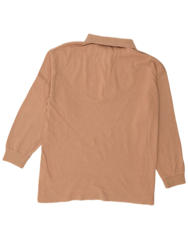 Zara Damen-Langarm-Poloshirt in Übergröße, UK 14, mittelbeige Baumwolle