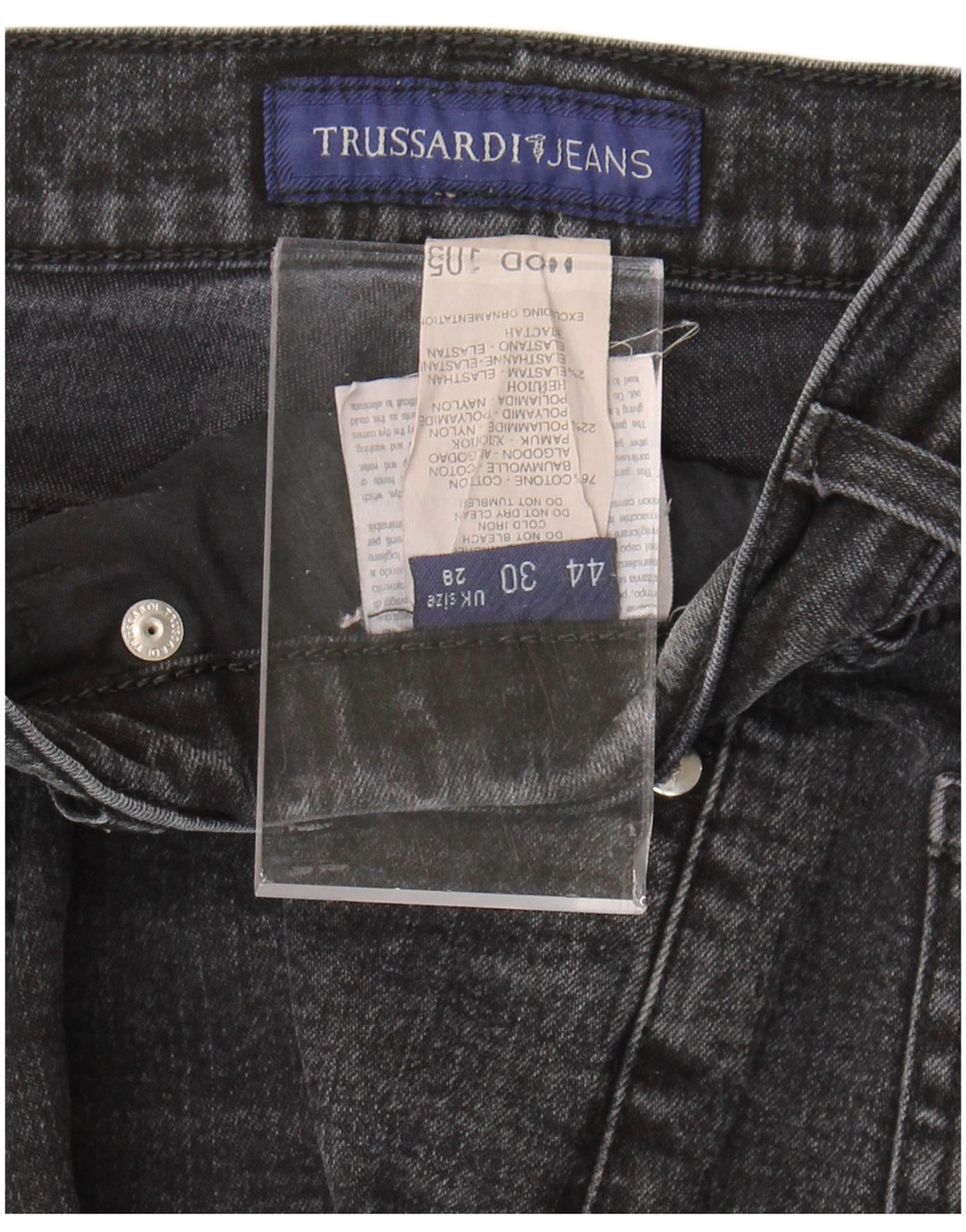 TRUSSARDI Damen Straight Jeans W28 L32 Graue Baumwolle