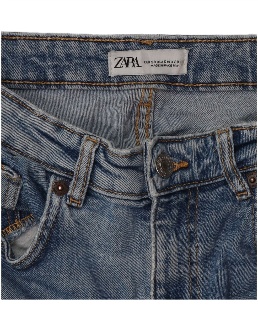 ZARA Womens Crop Bootcut Jeans EU 38 Small W28 L25 Blue Cotton