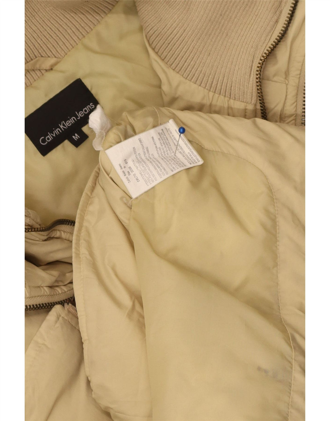 Calvin Klein Jeans Damen Wattierte Jacke UK 14 Medium Beige Polyester