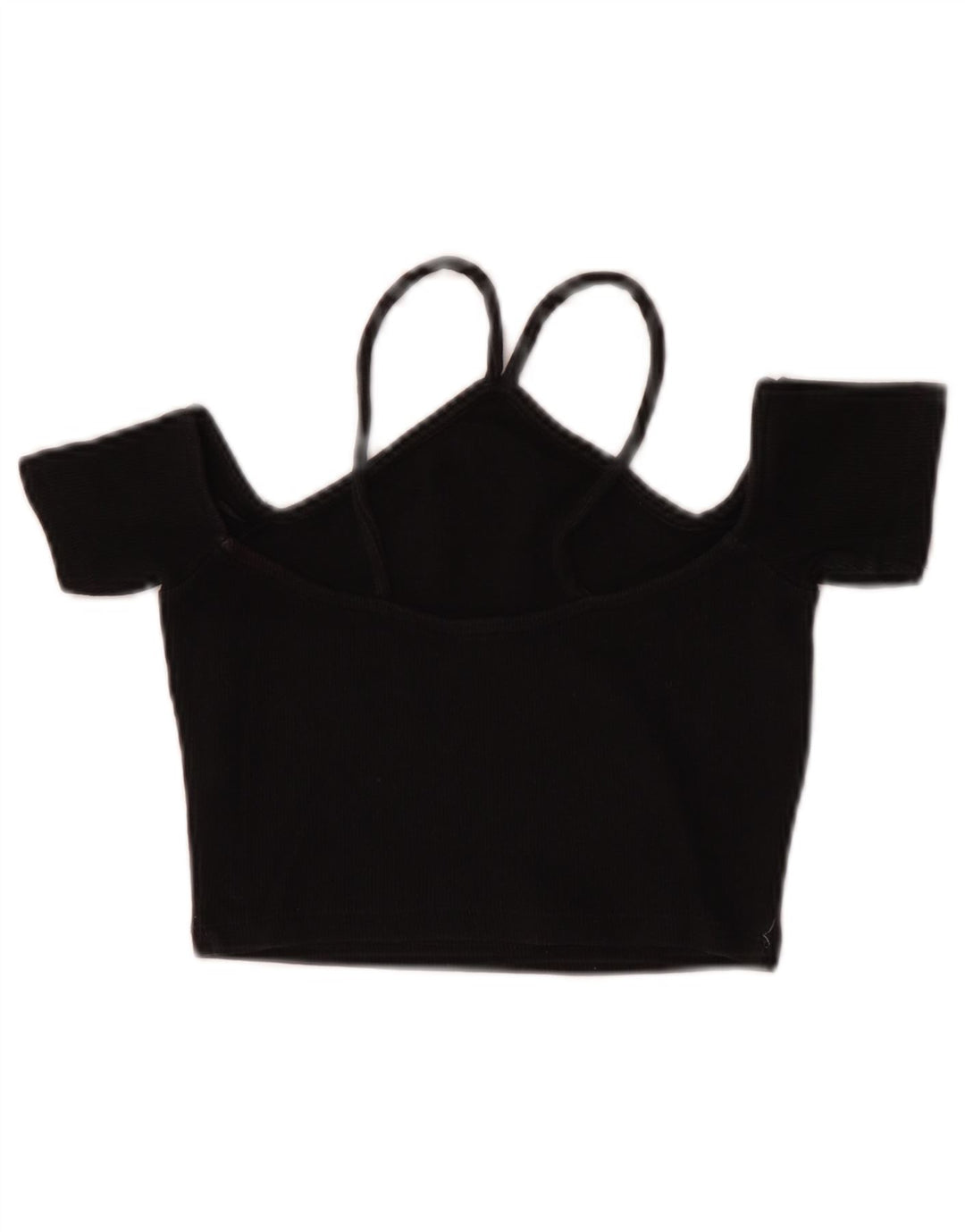 Zara Damen Crop Off Shoulder Top UK 8 Small Schwarze Baumwolle