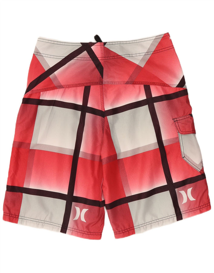 HURLEY Herren-Badeshorts aus mittelrot kariertem Polyester