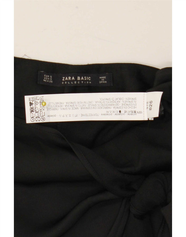 Zara Damen-Hose mit weitem Bein, kurz geschnitten, Größe S, W28, L23, Schwarz, Polyester