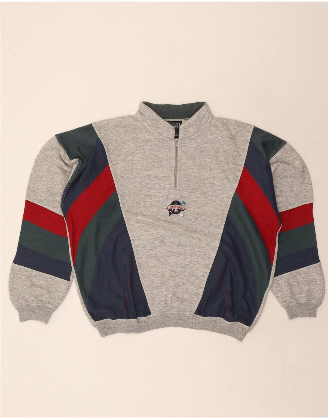 North Pole Herren-Sweatshirt mit Reißverschluss, XL, Grau, Farbblock