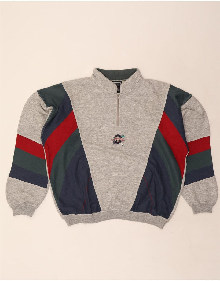 North Pole Herren-Sweatshirt mit Reißverschluss, XL, Grau, Farbblock