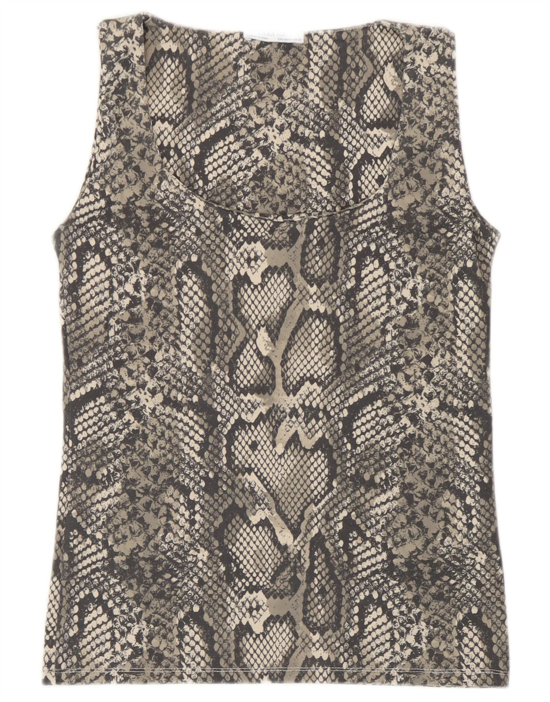 Zara Damen-Trägershirt UK 12 Mittelgraues Polyamid mit Animal-Print