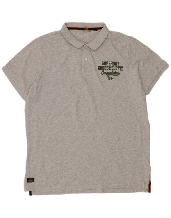 SUPERDRY Herren-Poloshirt 3XL aus grauer Baumwolle