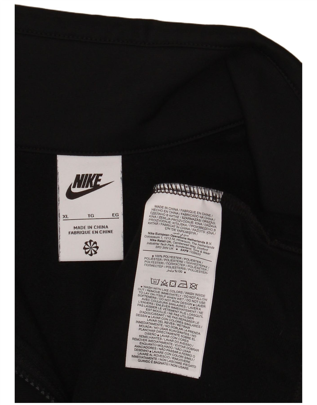 Nike Herren-Trainingsanzug-Top-Jacke XL, schwarzes Polyester