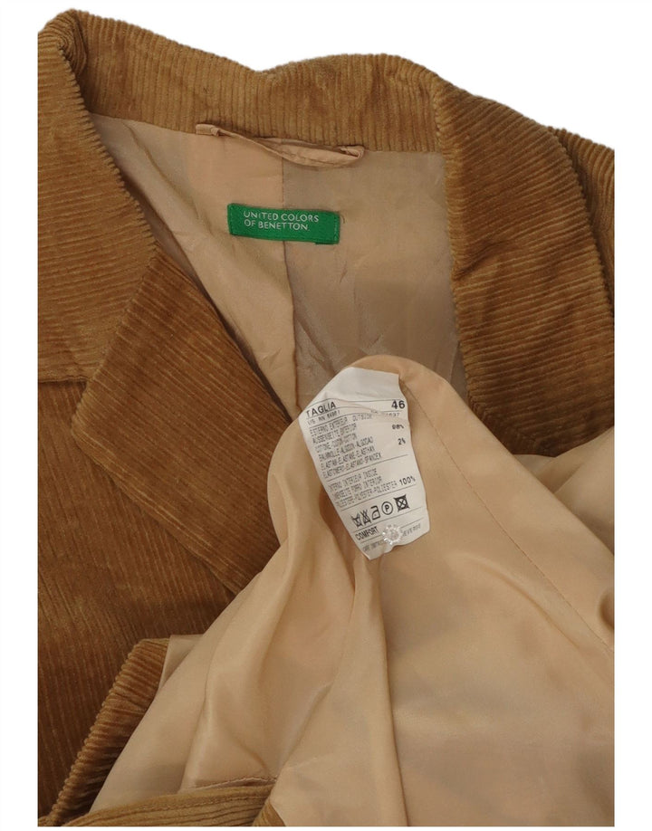 Benetton Damen-Blazerjacke aus Cord mit 3 Knöpfen, IT 46, große braune Baumwolle