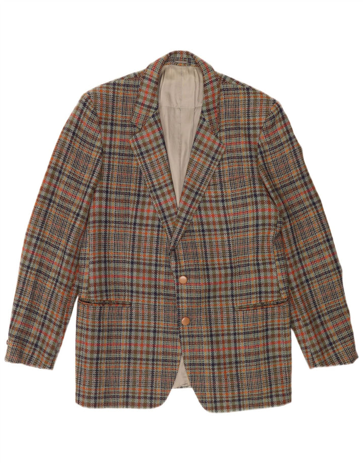 Flying Cross Herren-Blazer mit 2 Knöpfen, Größe 52, XL, mehrfarbig, karierte Wolle