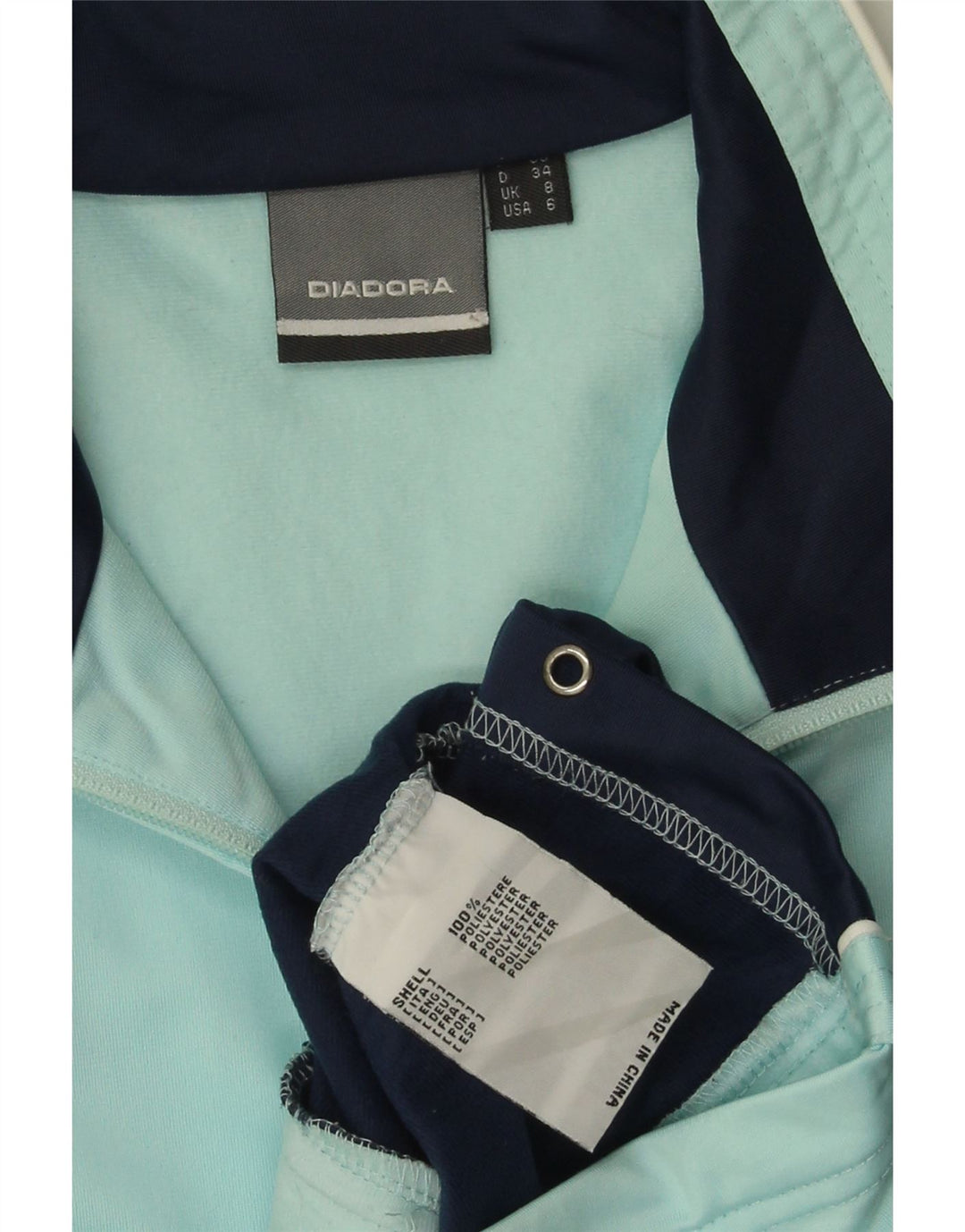 DIADORA Damen-Trainingsanzug-Oberteil, übergroß, Jacke, Größe S, Größe S, Blau, Farbblock